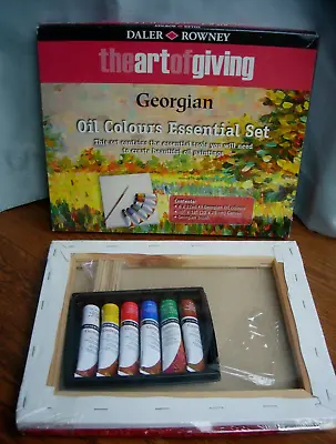 Daler Rowney Georgian Oil Colours Essential Set (6 X 22ml Tubes Canvas Brush ) • £18.95