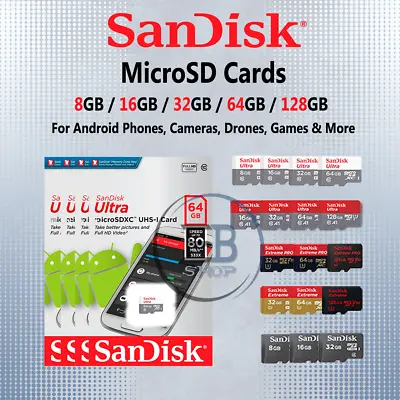SanDisk Micro SD Card Memory 16GB 32GB 64GB 128GB Adapter Camera Android Phone • $2.97