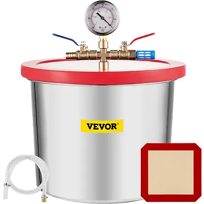 $64.99 • Buy VEVOR 2 Gallon Vacuum Chamber Kit Stainless Steel 160ºF Silicone Gasket Epoxies