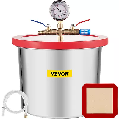 $64.99 • Buy VEVOR 2 Gallon Vacuum Chamber Kit Stainless Steel 160ºF Silicone Gasket Epoxies