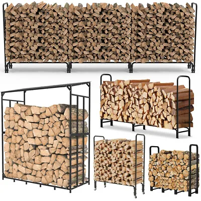 Large Tall Firewood Logs Rack Storage Holder Heavy Metal Shelf Outdoor Indoor • £25.91