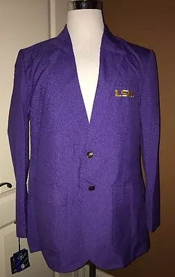 LSU Tigers Football GAME DAY Blazer Sport Coat NWT Purple Yellow Embroidered • $29.99