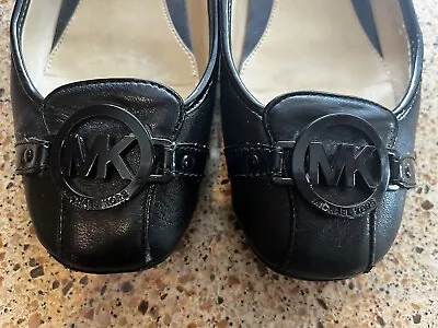 Michael Kors Women's Fulton Moc Logo Leather Slip-On Ballet Flats Black Size 8.5 • $19.99