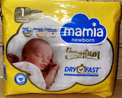 £27.60 • Buy 240 Size 1 Nappies Mamia Newborn Dry Fast Technology 10 X 24 Nappies In Each Bag