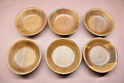 Set Of 6 Kustom Kraft Solid Black Walnut Salad Bowls Dish Made In USA  • $29.99