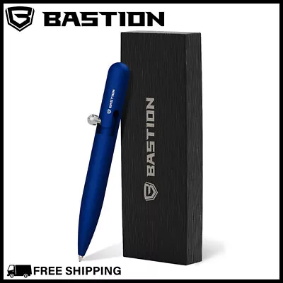 BASTION MINI BOLT ACTION PEN BLUE Slim Aluminum Retractable Short EDC Ballpoint • $34.99