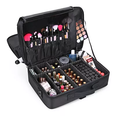 Extra Large Beauty Make Up Nail Tech Cosmetic Box Artist Vanity Case Storage Bag • £20.99