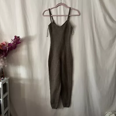 Zara Long Knit Jumpsuit Tank Top Straps Brown Taupe Sz Small • $39.99