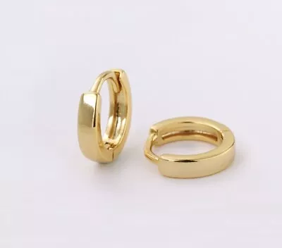 24ct/9ct Yellow Gold Filled Plain Simple 11mm Huggie Hoop Earrings • £4.99