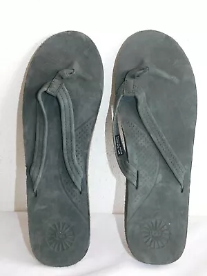 Display Womens Size 5 Charcoal Ugg Kayla Nubuck Leather 3092 Flip Flops Sandals • $29.71