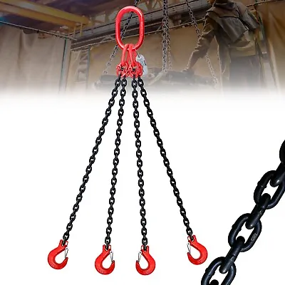 6 Ton 4 Leg Chain Sling G80 Alloy Steel 4 Way Chain Slings Quadruple Leg Slings • $77.69