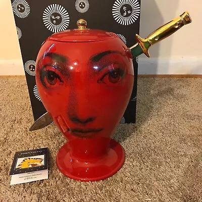 Bitossi Fornasetti Porcelain Red Dagger Through Face Infilzato Jar Urn Vase  • $1500