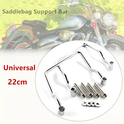 2PC Motorcycle Side Bar Bracket Bag Refit Saddlebag Support Fixed Rack Universal • $37.40