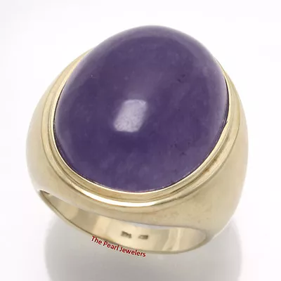 14k Solid Yellow Gold 20x 25mm Cabochon Lavender Jade Men’s Ring 16 Grams TPJ • $1800