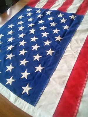 VTG AMERICAN FLAG-BANNER CO 3'X5' EMBROIDED STARS-FLOWN OVER CAPITOL W PAPER CER • $74.77