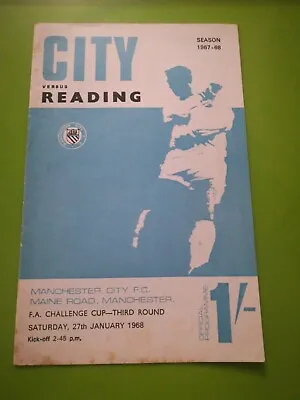 Man City V Reading FA Cup 3 Football Programme. 27.1.1968 • £1.75