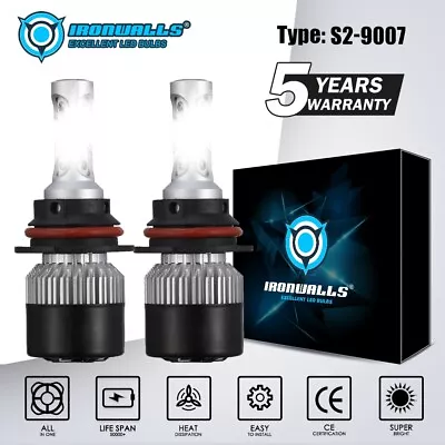 9007 HB5 LED Headlight Bulbs Conversion Kit High Low Dual Beam 6000K Super White • $18.99