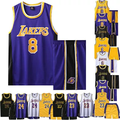 Kids Basketball Jersey Los Angeles Lakers #6 #8 #23 #24 Training Suit Uniform • £12.99