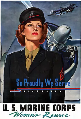 WWII U.S. Marine Corps Women's Reserve Recruiting Poster 13 X 19  Photo Print • $16.96