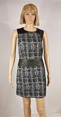 W118 By Walter Baker Size Medium Black Faux Leather Navy White Harley Dress NEW • $21.95