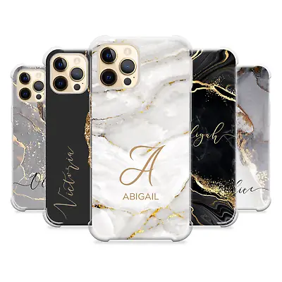 £5.97 • Buy Personalised Phone Case Black/Silver Marble Name Silicone Cover Apple IPhone