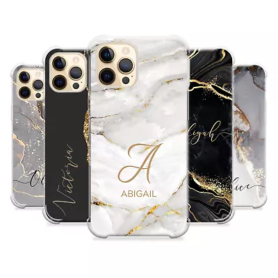 Personalised Phone Case Marble Name Silicone Cover Apple IPhone 14 15 13 12 11 7 • £6.29