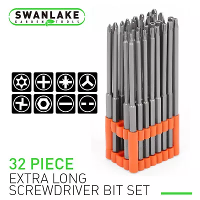 32pc Extra Long Security Bit Set Tamper Proof Torx Star 6 In 1/4  Shank W Holder • $19.99