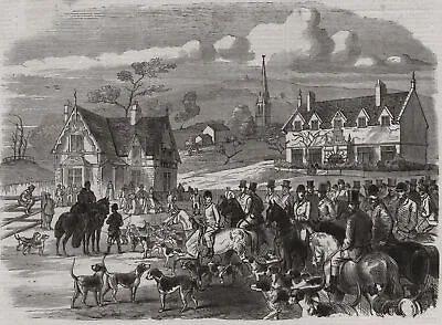 Opening Meet Of The Quorn Hounds At Kirby Gate Leicestershire 1863 Old Print • £4.99