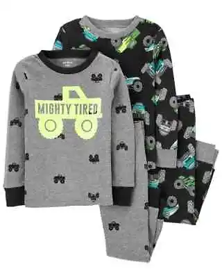 Carter's Toddler Boys Monster Truck Mighty Tired 4pc Pajama Set $36 • $17.99