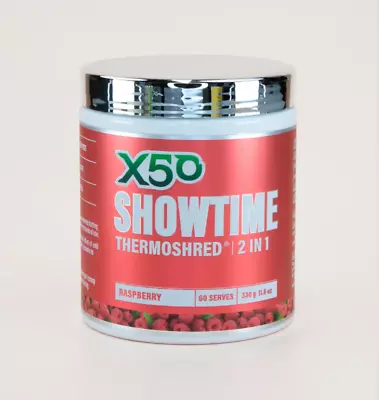 X50 Showtime 2in1 60srv Thermoshred Pre Workout Fat Burner Green Tea Oxy Shred • $59.95