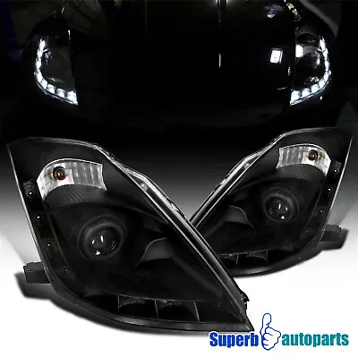 Fits 2006-2009 350Z Black Projector Headlights LED Bar Lamps 06-09 Pair • $323.98