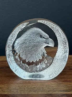 Vintage Målerås Mats Jonasson Lead Crystal Eagle Paperweight 6.5 X 6.5cm Sweden • $32