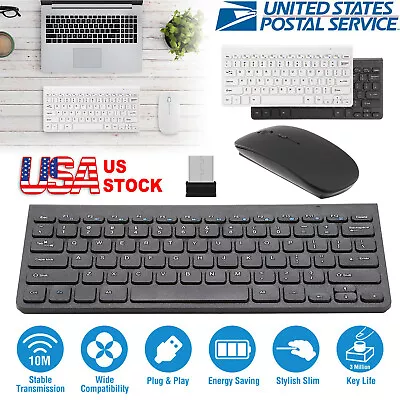 Slim 2.4GHz Mini Wireless Keyboard Mouse Combos Set For Mac Apple PC Computer US • $21.34