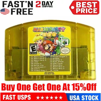 USA Version Mario Party 1 2 3 Video Game Cartridge Console Card For Nintendo N64 • $22.89