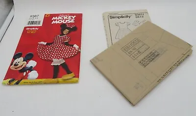 Simplicity 9386 Sewing Pattern Mickey Mouse Costume Size XS To XL UNCUT • $8.62