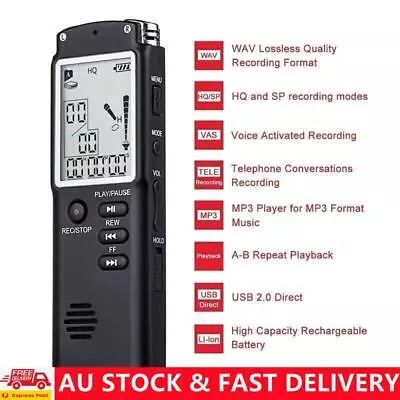 360° Digital Voice Recorder Mini Dictaphone Lecture Meetings Audio MP3 Player • $27.99