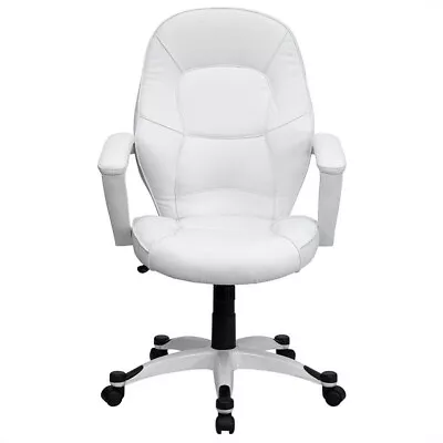 Pemberly Row Mid-Back Leather Executive Office Chair In White • $307.34