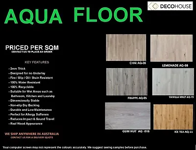 New Aqua Floor Vinyl Plank - Timber Look Lvt Tile  Waterproof Flooring Easy Diy • $15.50