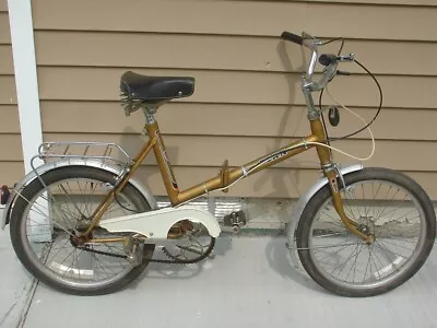 Vintage 3-Speed Gold Eska Folding Bike Bicycle Czechoslovakia Foldable 4 Parts • $350