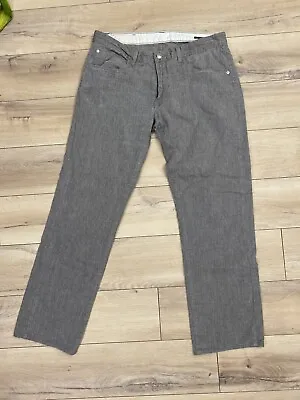 Agave Pragmatist Classic Straight Miramar Brown Linen Pants Jeans Means 35x32 • $22.49