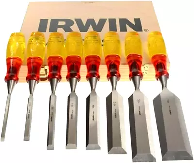 Irwin Marples 8 Piece M373 Bevel Edge Wood Chisel Set 1/4  - 2  & Wooden Case • £75.99