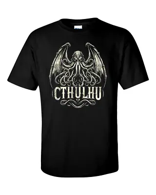 Cthulhu H.P. Lovecraft Inspired Distressed Print T-Shirt • £12.95