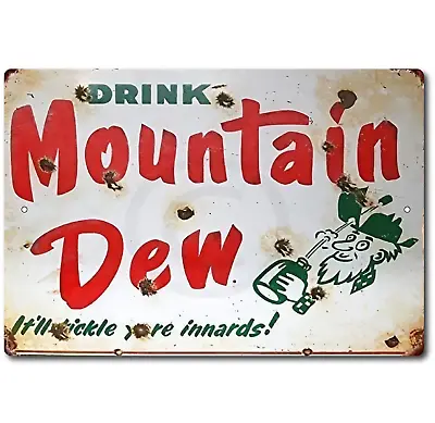 Mountain Dew Sign Metal Soda VINTAGE LOOK  Tin SIGN RETRO SODA Bottle Plaque • $13.95