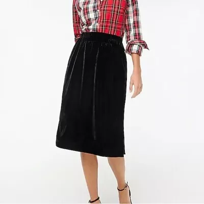 J.CREW NWT $110 Solid Black Pull On Soft Velvet Lined Skirt Size Medium • $49.99