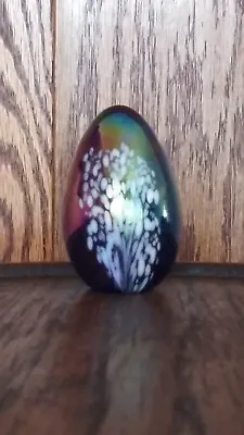 🔴⚪🔵 VTG Signed  MSH '84 Dichroic Egg Shape Paperweight Mt St Helens Ash Glass • $35