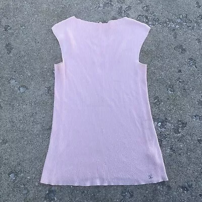 CHANEL Vintage CC Mark Logo Summer Knit Tank Top Viscose Cotton Pink Sz M • $299.99