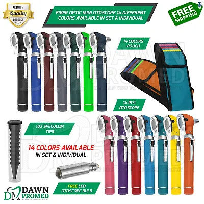 Mini Fiber Optic Otoscope 14 Colors Pocket Led Diagnostic Alligator ENT Ear Nose • $185.90