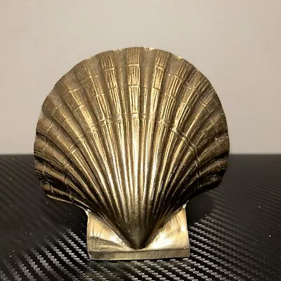 Vintage Mid Century Modern Heavy Solid Brass Sea Shell Clam Bookend 4  Nautical • $17