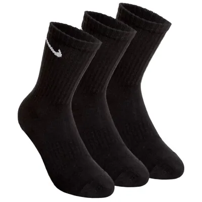 (3 PACK) Nike Black Unisex Everyday Cushion Crew Socks Pair (Large-US Size 8-12) • $13.88