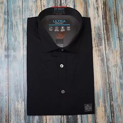 NEW XL J. Ferrar Ultra Comfort Slim Fit Button Down Dress Shirt Solid Black #384 • $17.95